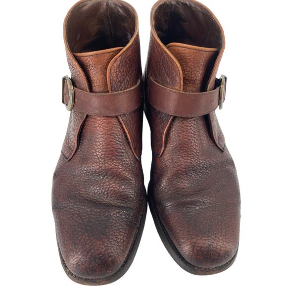 Rare Vintage FLORSHEIM ankle boot pebble leather mens size 10.5 D US made brown - Picture 2 of 9